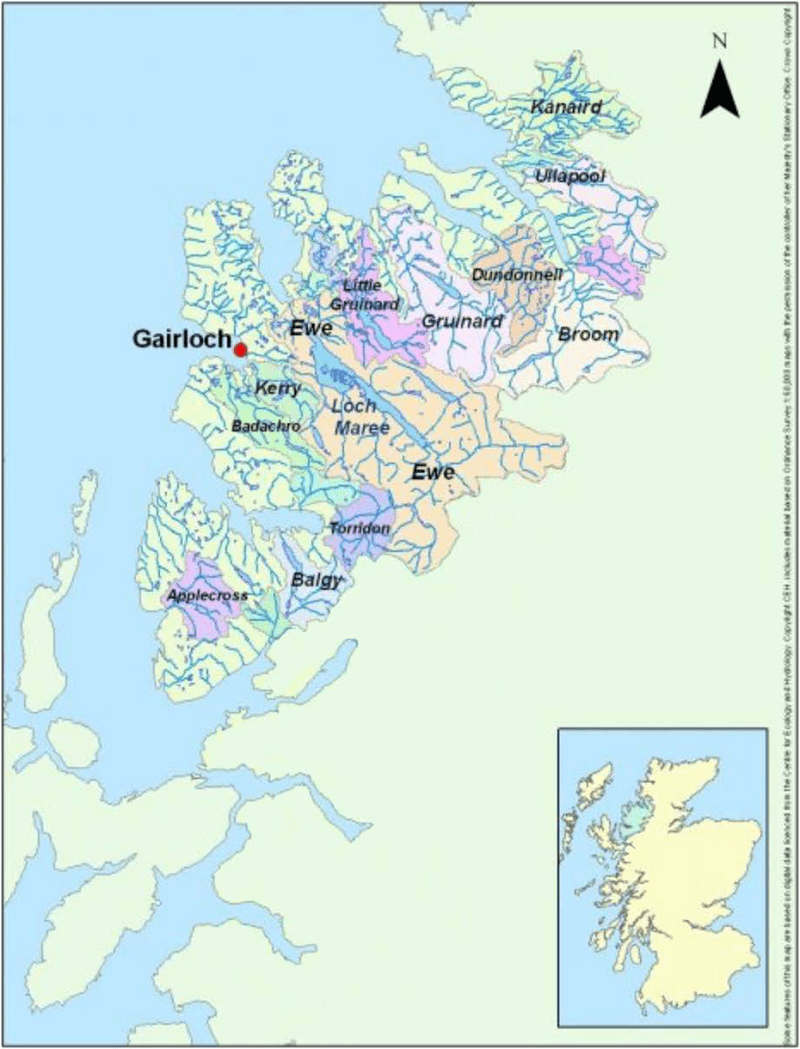 Map of the WRFT area showing principle river catchments