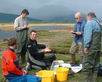 Monitoring sea lice on sea trout by the River Carron in 2008